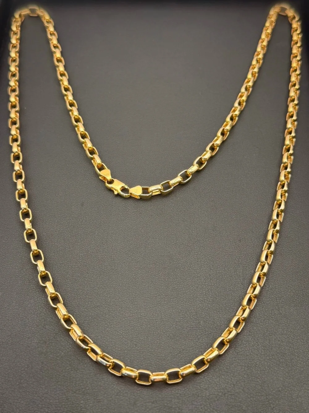 UnoAerre Italy 14k Solid Yellow Gold Cable Link Chain Unisex Necklace 29” 5mm
